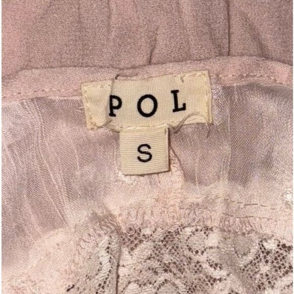 POL Sleeveless Lace Floral Applique Pink Ivory Top Size Small Oversized 20" p2p - Picture 7 of 9